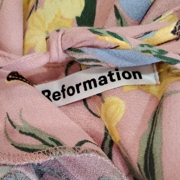 Reformation Toucan Tropical Floral Pink Midi Dress Small - Picture 2 of 8